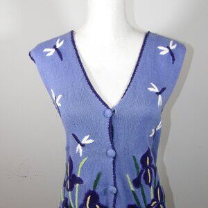 Mandal Bay Vest Lavender with Fireflies & Flowers Size XL Vintage